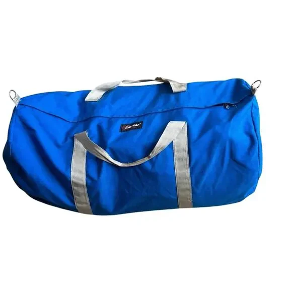 Vintage 80s EASTPAK Blue Canvas Duffel Bag Carry-On Gym Travel Bag Weekender XXL