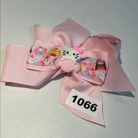 1066 Pink Color Hello Kitty Hair Alligator Clip Bow