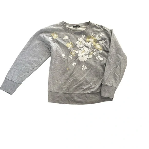 J. Crew Gray Sweatshirt with Floral Design