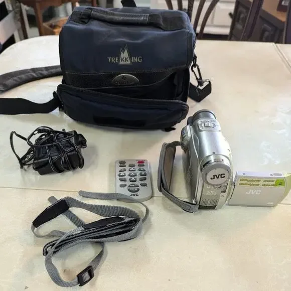 JVC GR-D200U video camera remote strap samsonite bag charger FOR PARTS OR PROPS