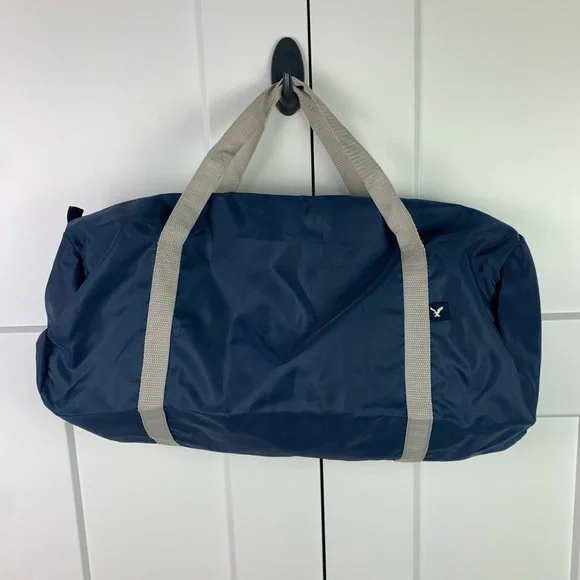 American Eagle Duffle Bag Navy Blue & Light Beige Travel Weekend Gym Work