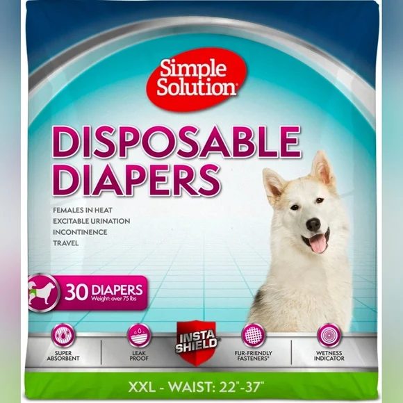 Simple Solution NIP 30 Count Disposable Female Dog Diapers Size XXL (22-37in)