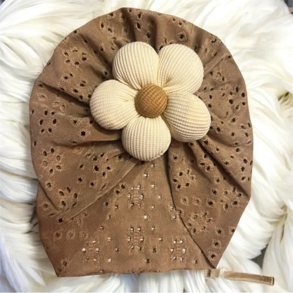 Kids Eyelet Puff Flower Turban for kids