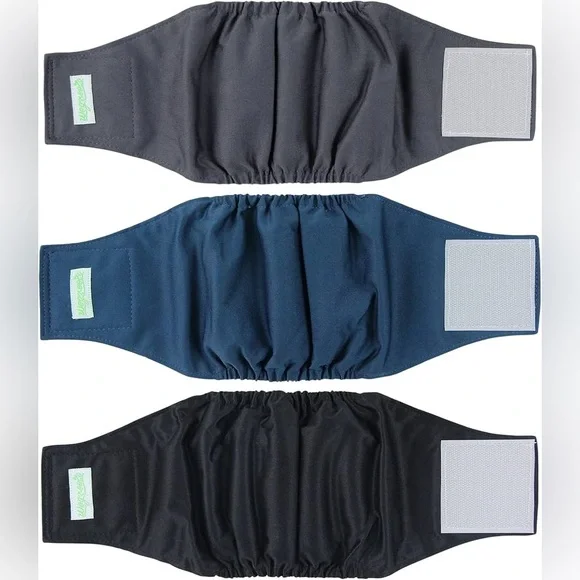 Wegreeco Washable Male Dog Belly Band Set - Black, Blue, Gray Size Medium