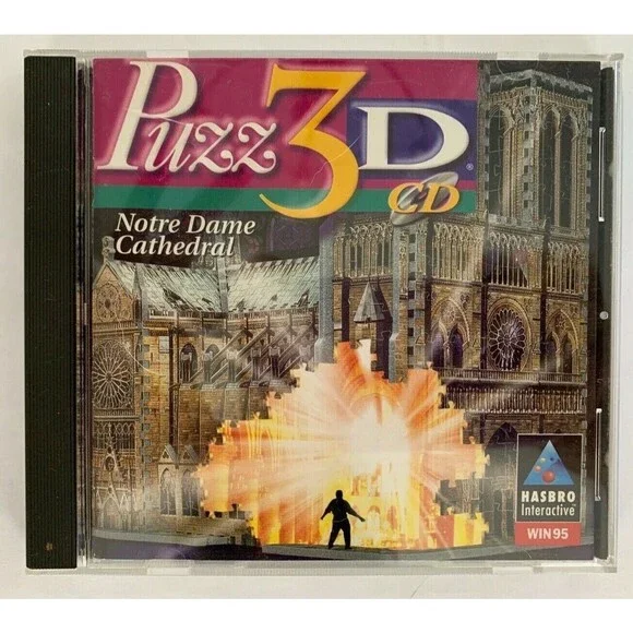 Puzz 3D CD Cathedrale Notre-Dame Hasbro Interactive Windows 95 CD Rom Complete!
