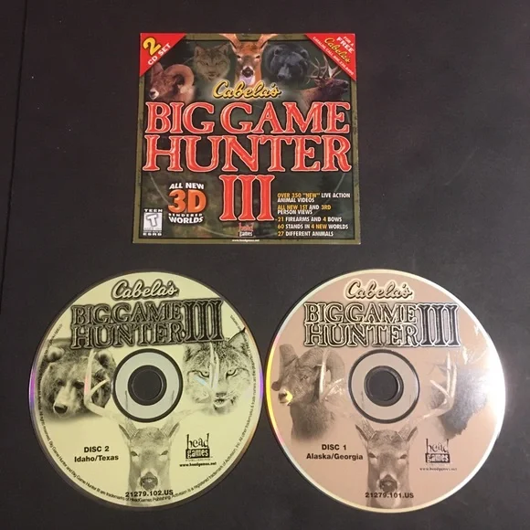 Cabela's Big Game Hunter III-PC CD-ROM-3D Hunting-2 discs-Rated T