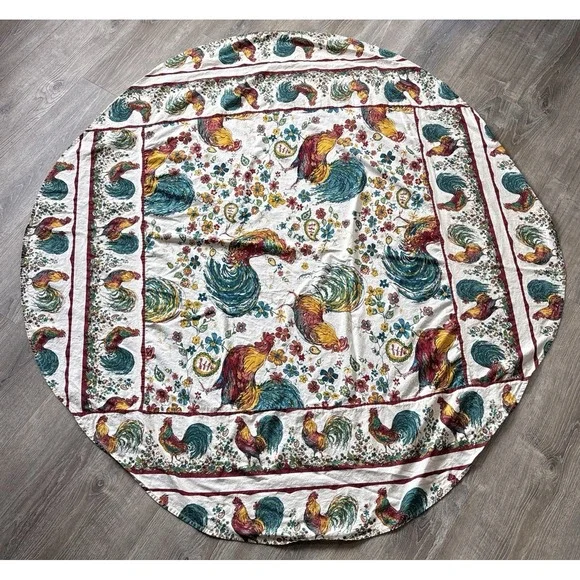 April Cornell Farmhouse Rooster Tablecloth 65x69 Oblong Cotton French Country