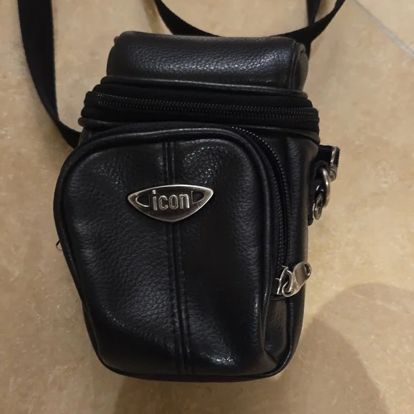 C Icon Black Faux Leather Camera Bag With Strap, Bag & Strap ONLY