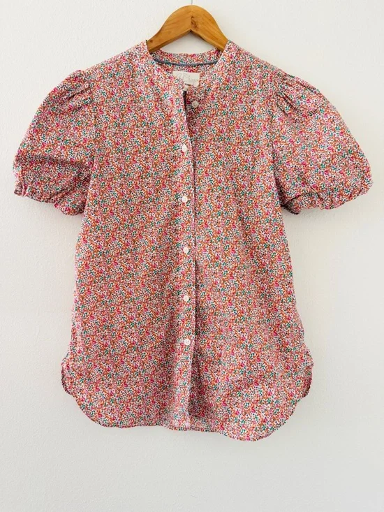 J.Crew Eloise Floral Liberty Fabric Puff Sleeve Button Down Blouse