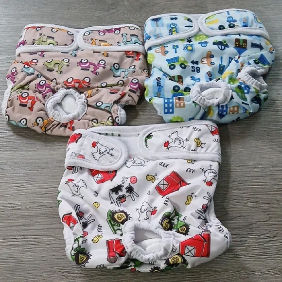 Jeworth Set of 3 Female Reusable Dog Diapers Sz M Waist 12_15