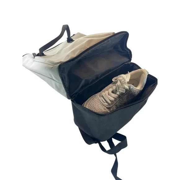 Duffle Backpack with Shoe Compartment Beige‎ and Black Versatile Gym Bag unisex