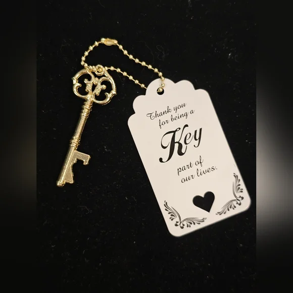 Gold Key Bottle Opener with Tag