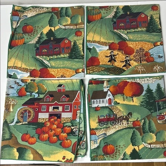 Autumn Farmhouse Themed Napkins Set of 4