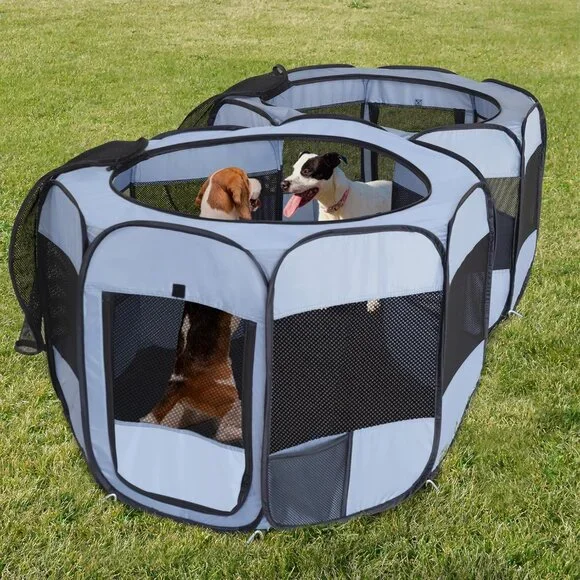Foldable Indoor Outdoor Pop Up Playpen for Dogs & Cats - Easy Setup & Transport
