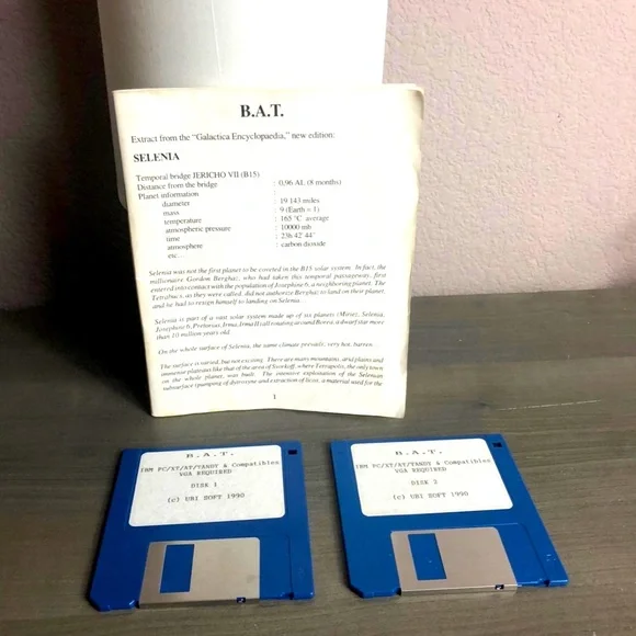 1990 B.A.T. Ubisoft BAT RPG, IBM PC 3.5 Disk (PC Game)