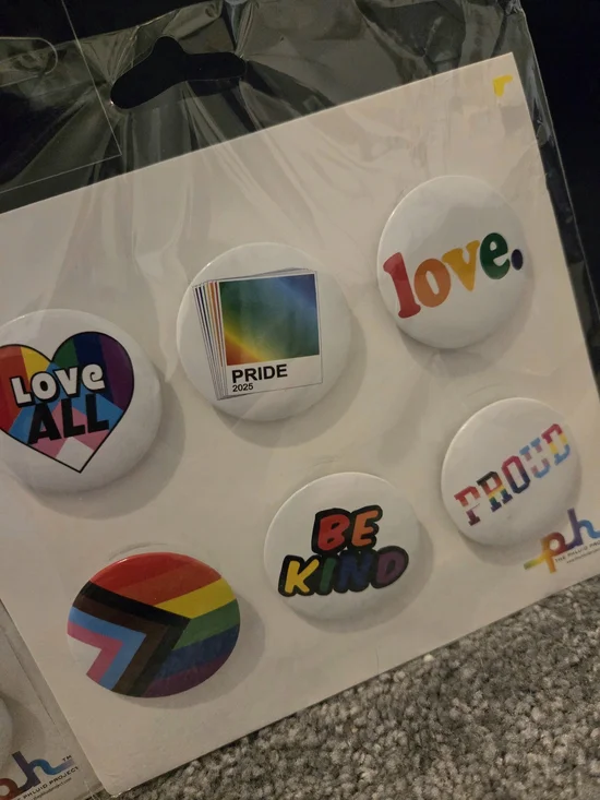2 Packs Pride 6-Piece Button Pin Set - Rainbow White