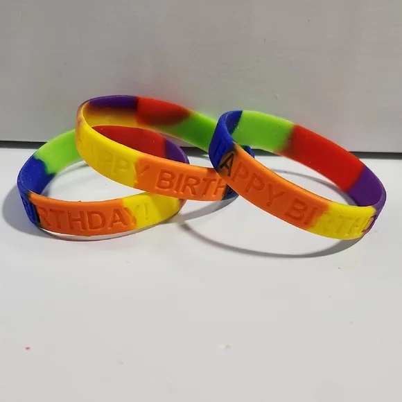 Happy Birthday Multicolor Silicone Party Wristbands