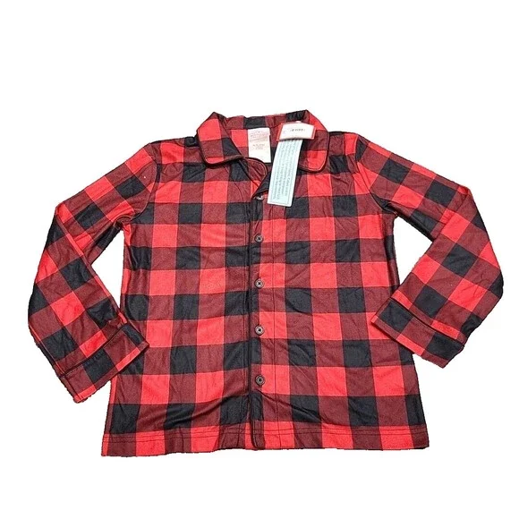 Wondershop Kids' Buffalo Check Pajama Top Medium Size 8 Red Printed Sleepwear