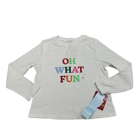 Kids Boys Girls Holidays Christmas Therma Pajama Top Small Size 6/7 White