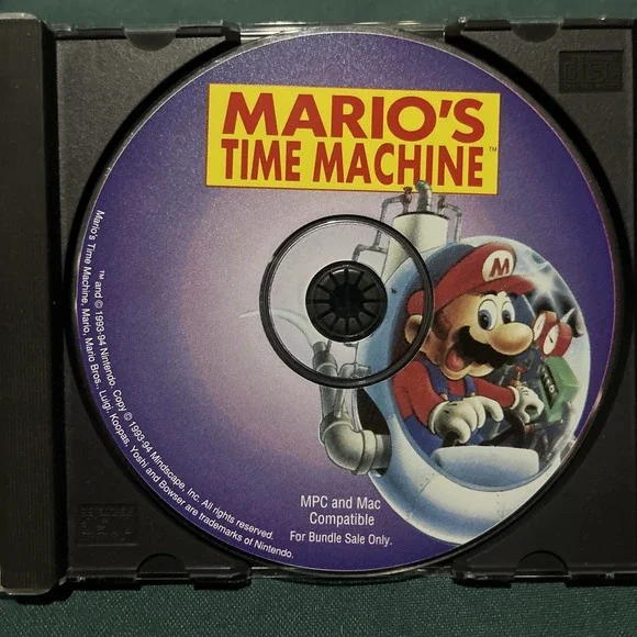 Mario's TIME MACHINE GAME 1993-94 PC & MAC Super MARIO NINTENDO DISC ONLY