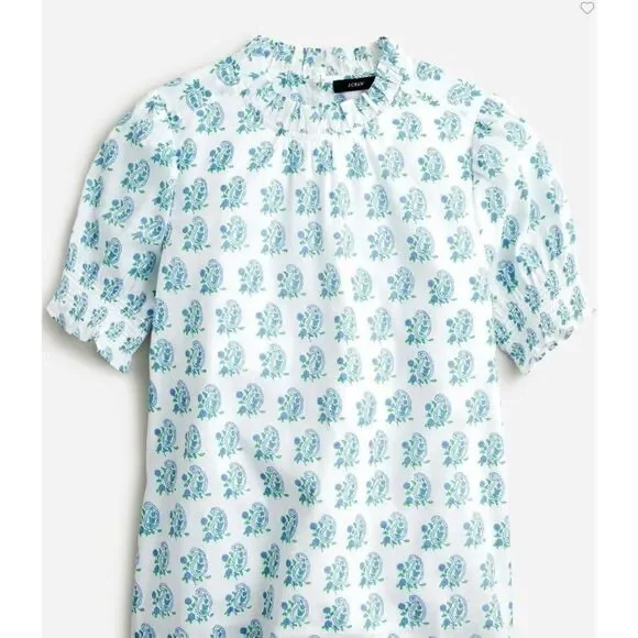 SZ Blockprints™ X J.Crew Smocked Puff-sleeve Top Sz. S