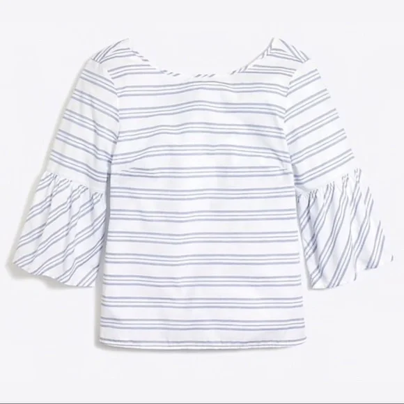 EUC J.‎ Crew Striped bell-sleeve tie-back top