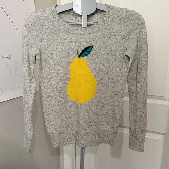 J. Crew Light Gray Lemon Knit Top