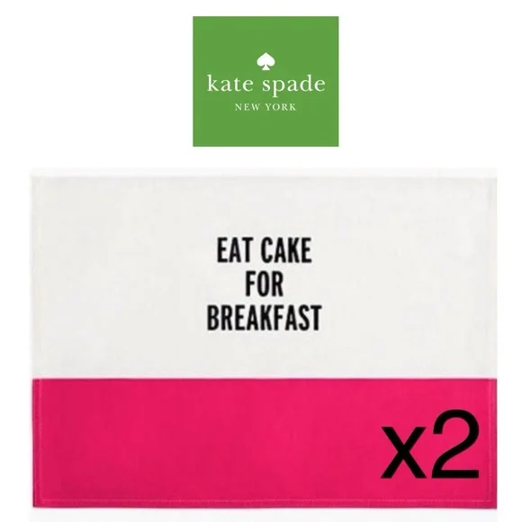 Kate Spade ‘Eat Cake For Breakfast’ 100% Cotton Machine Washable Placemats Pair