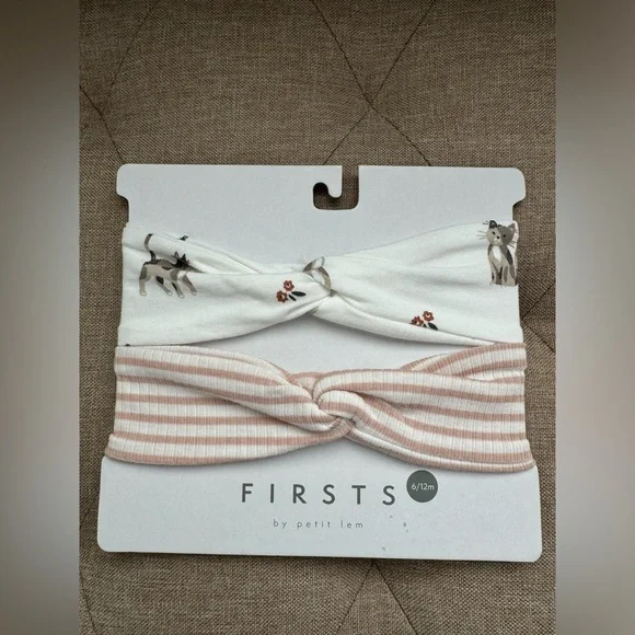 New Baby First by Petit Lem 2 Pack Organic Headbands