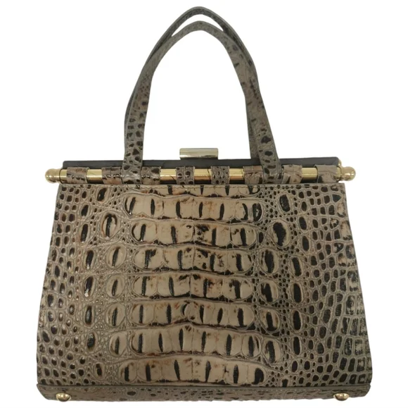 Merrell McGuiness Croc Embossed Leather Reversible Handbag Clutch Rare‎