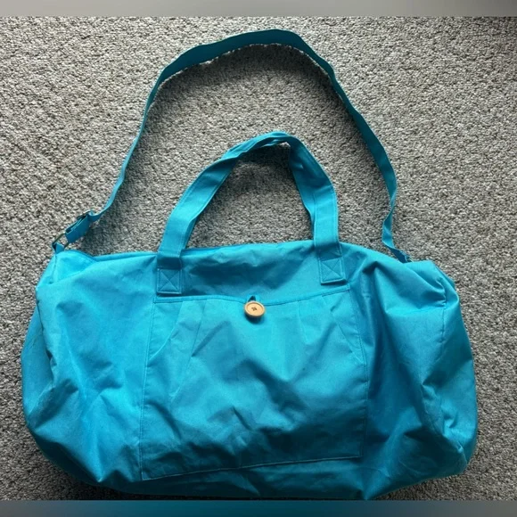 Vintage Unisex Men’s Women’s Blue Gym Sport Duffle Zip Up Bag Adjustable Strap