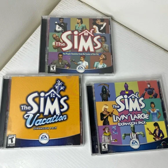 Vintage The Sims PC Game Lot (2000) + Expansion Packs Livin Large & Vacation”