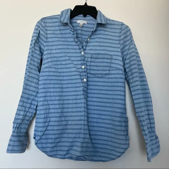 J. Crew Chambray Denim Popover Shirt