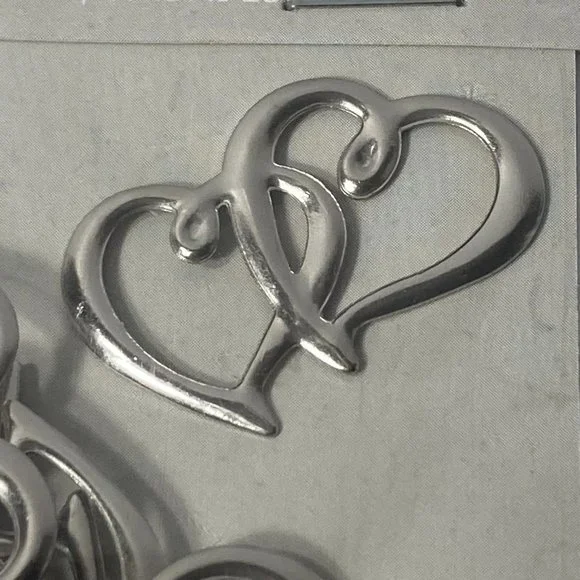 Double Hearts Sweetheart Charms Silver Tone 54 Packs Wedding Anniversary Crafts