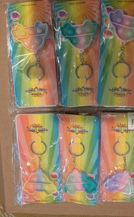 6 Rainbow Pop-It Keychain Fidget Toy - Multicolor