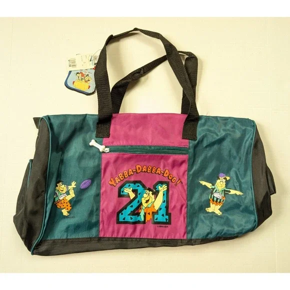 Vintage Flintstones Duffle Bag NWT 90s‎ Canvas Fred Two Tone Sport Gym