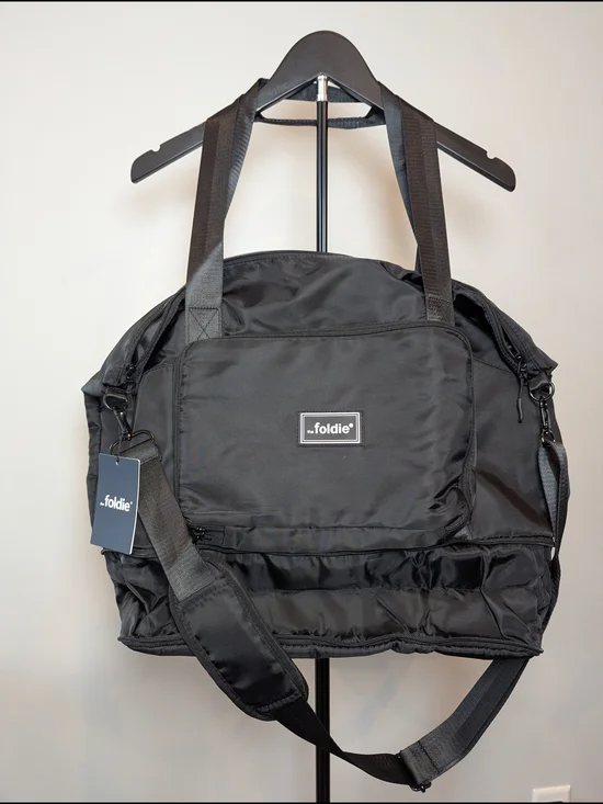 NWT Foldie Original Black Expandable, Foldable Travel Duffel Bag SPACIOUS