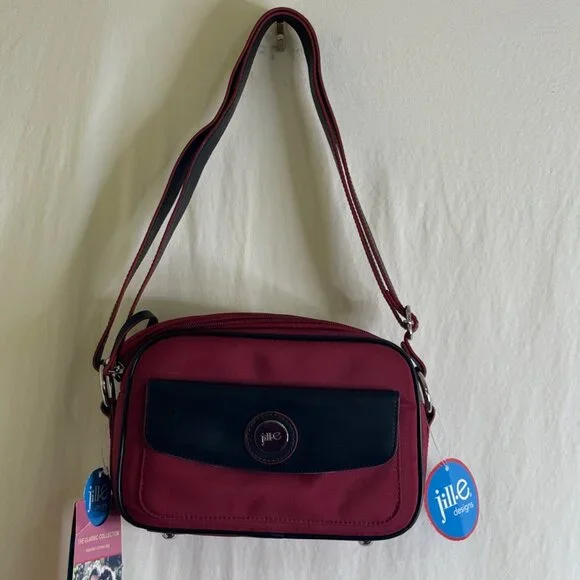 NWT JILL-E DESIGNS RED leather CAMERA SHOULDER Photography Compact System BAG