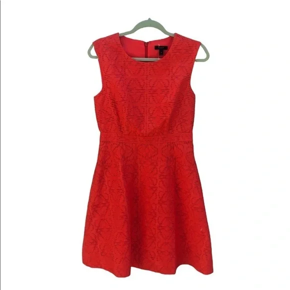 J.CREW ORANGE EYELET FIT & FLARE DRESS