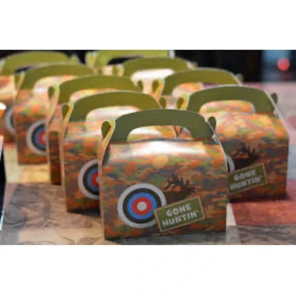 12 Pc GONE HUNTIN' party favor treat box Hunting birthday‎ box 6.25