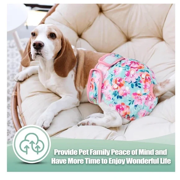Washable Female Dog Diapers, Highly Absorbent for Dogs in heat. 3 pack