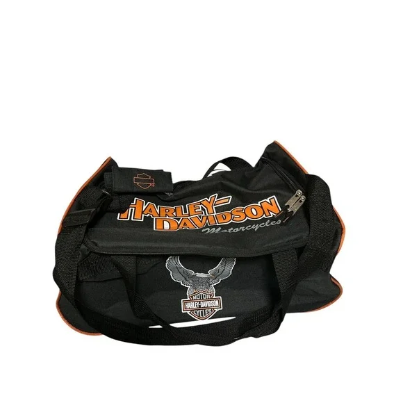 Harley-Davidson Motorcycles Eagle Logo Black & Orange Durable Travel Duffle Bag