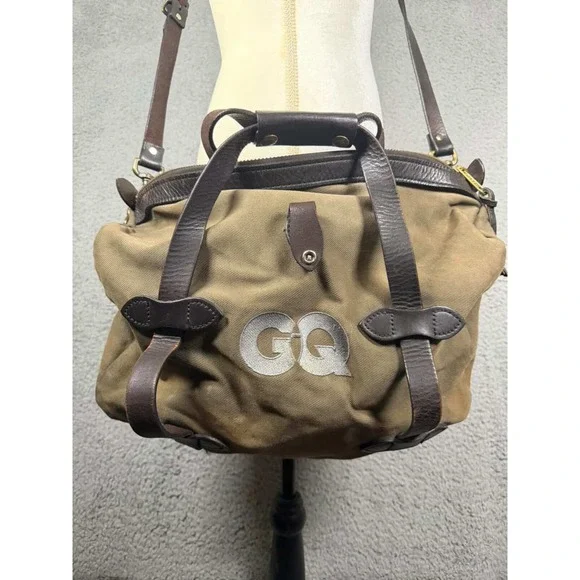 Filson x GQ Rugged Twill Duffle Bag Otter Green Bridle Leather Made in USA Men