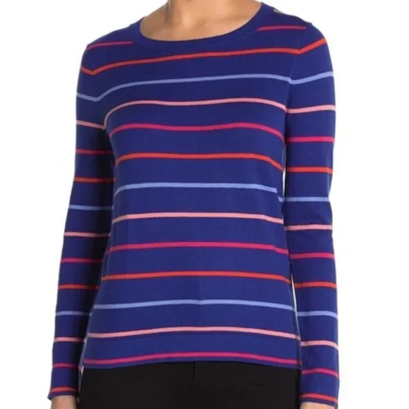 J.Crew Multicolor Stripe Print Indigo Sweater