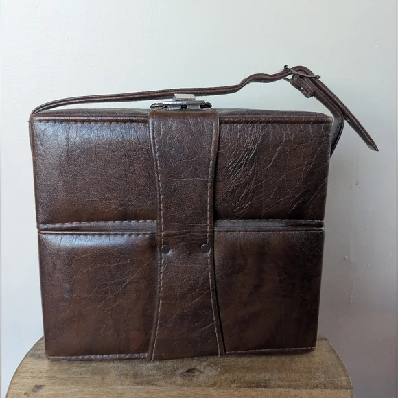 VINTAGE Polaroid SX-70 Leather System Case, Dark Brown Leather