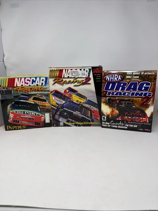 Nascar Racing 1,2 Drag Racing 2 Box Set with Multi-Color Race Car Covers