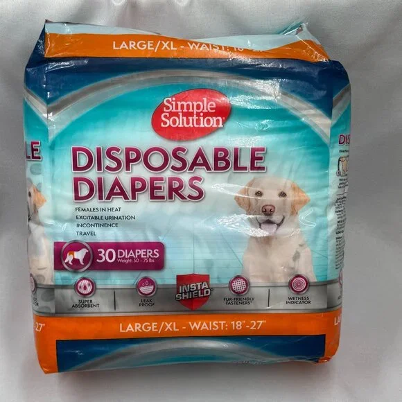Simple Solution Disposable Dog Diapers L/XL 30 Count 18
