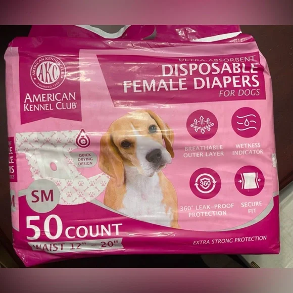 American Kennel Club Pink Disposable Female Dog Diapers