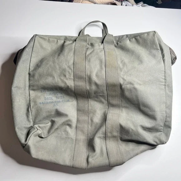 Vintage 1988 US Military Kit Bag Flyers Canvas Aviator Flight Duffel 80s
