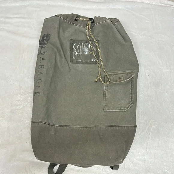 Green Canvas Duffel Bag with Drawstring Closure